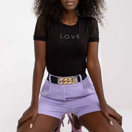 Stylish Italian Women Elastic Waist Shorts With Belt