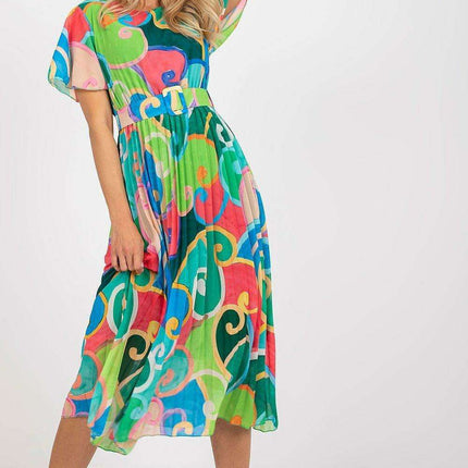 Italian Summer Dress With Flared Skirt And Adjustable Belt