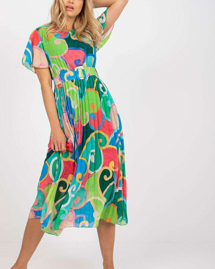 Italian Summer Dress With Flared Skirt And Adjustable Belt