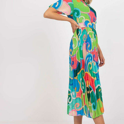 Italian Summer Dress With Flared Skirt And Adjustable Belt