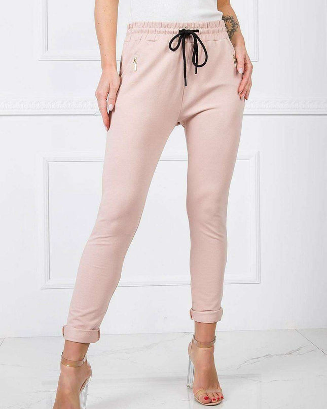 Stylish High-Waisted Cotton Blend Lounge Trousers
