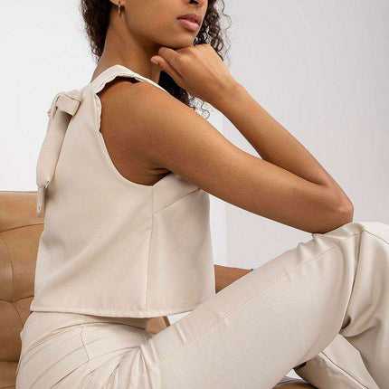 Chic Italian Blouse And Trousers Set European Tailoring