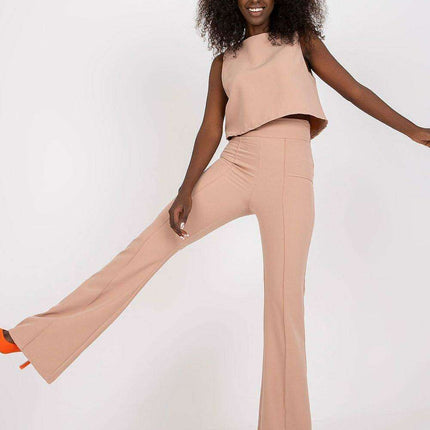 Chic Italian Blouse And Trousers Set European Tailoring