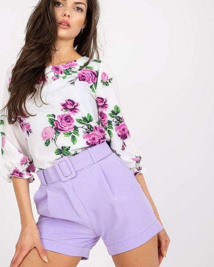 Elegant Italian Zip Front Shorts With Coordinating Belt