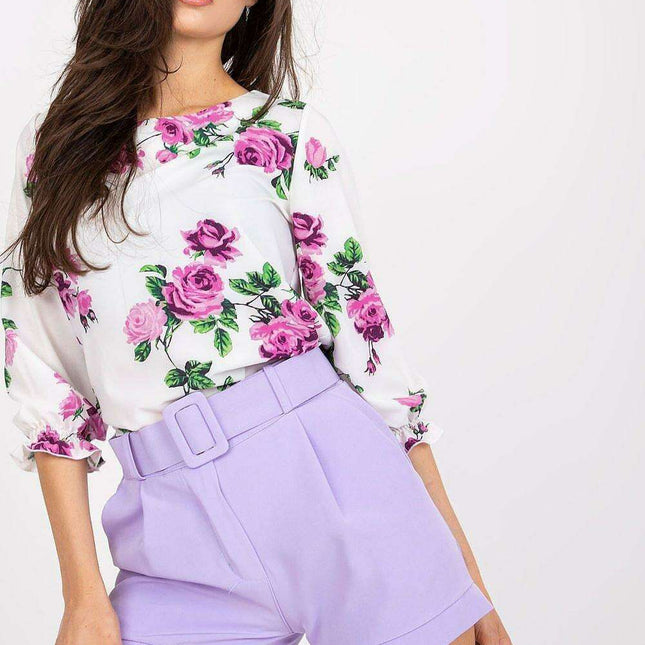 Elegant Italian Zip Front Shorts With Coordinating Belt