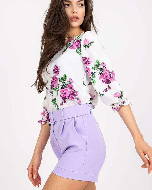 Elegant Italian Zip Front Shorts With Coordinating Belt