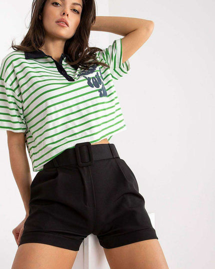 Elegant Italian Zip Front Shorts With Coordinating Belt