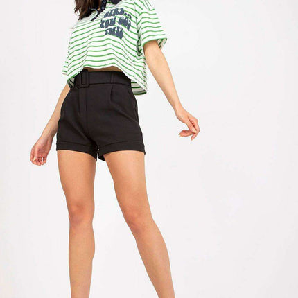Elegant Italian Zip Front Shorts With Coordinating Belt