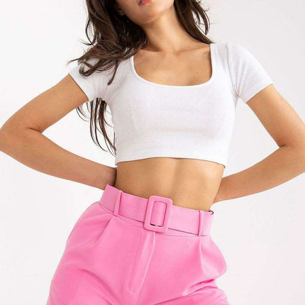 Elegant Italian Zip Front Shorts With Coordinating Belt