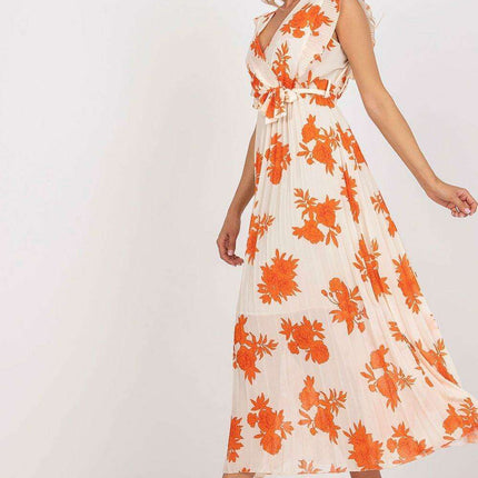 Frilled Sleeve Maxi Dress With Tie Waist For Summer