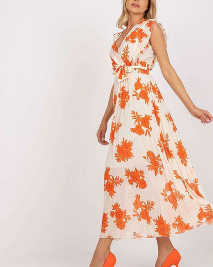 Frilled Sleeve Maxi Dress With Tie Waist For Summer