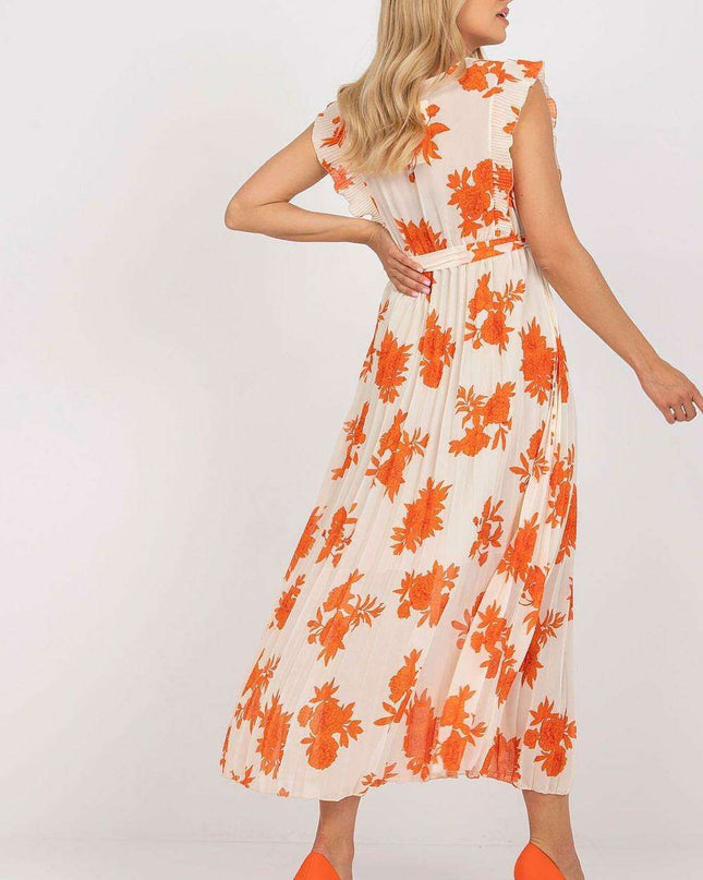 Frilled Sleeve Maxi Dress With Tie Waist For Summer