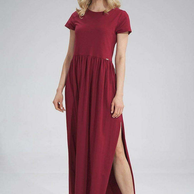 Chic Summer Cotton Maxi Dress with Graceful Side Slit