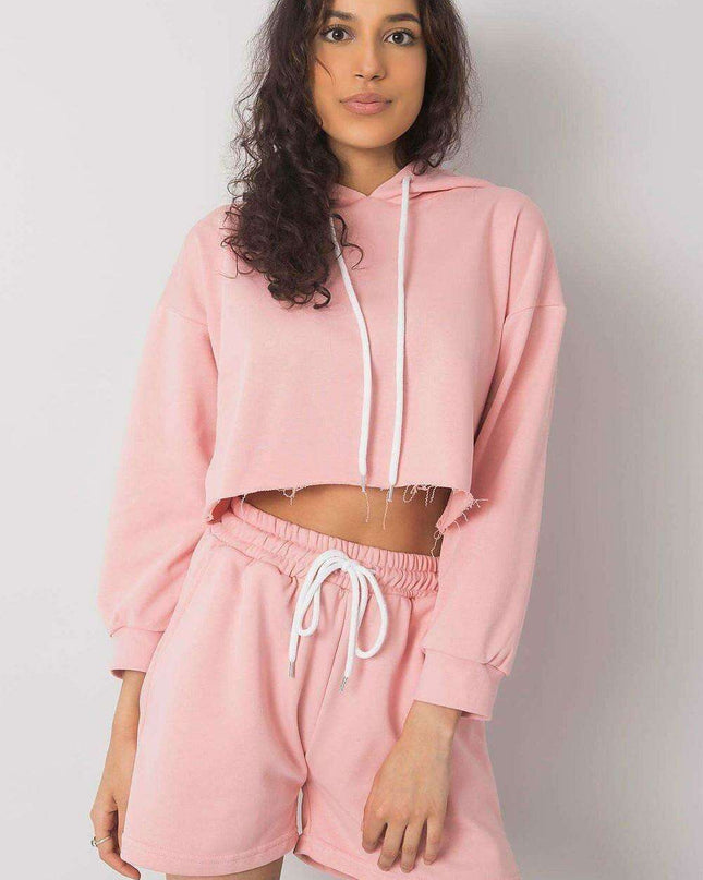 Stylish Athleisure Hoodie and Shorts Set with Adjustable Waistband
