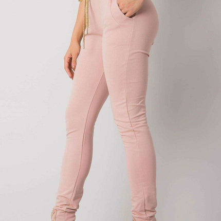 Glamorous High-Waist Sweatpants with Rhinestone Details and Adjustable Tie