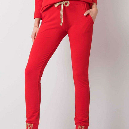 Glamorous High-Waist Sweatpants with Rhinestone Details and Adjustable Tie