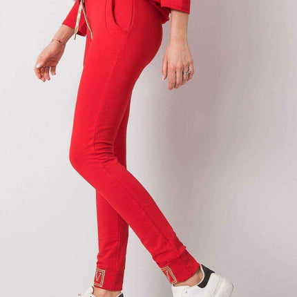 Glamorous High-Waist Sweatpants with Rhinestone Details and Adjustable Tie