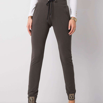 Glamorous High-Waist Sweatpants with Rhinestone Details and Adjustable Tie - Très Elite