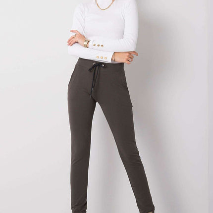 Glamorous High-Waist Sweatpants with Rhinestone Details and Adjustable Tie - Très Elite