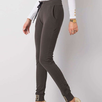 Glamorous High-Waist Sweatpants with Rhinestone Details and Adjustable Tie - Très Elite