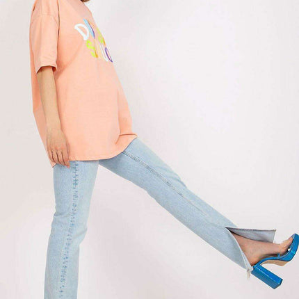 Chic Ladies' Cotton Blend T-shirt with Stylish Text