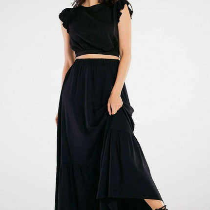 Elegant Viscose Back-Tie Blouse with Ruffled Sleeves