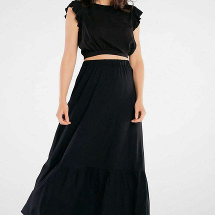 Elegant Viscose Back-Tie Blouse with Ruffled Sleeves