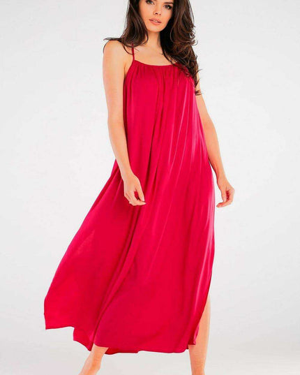 Effortlessly Chic Viscose Maxi Dress with Statement Ring Detail