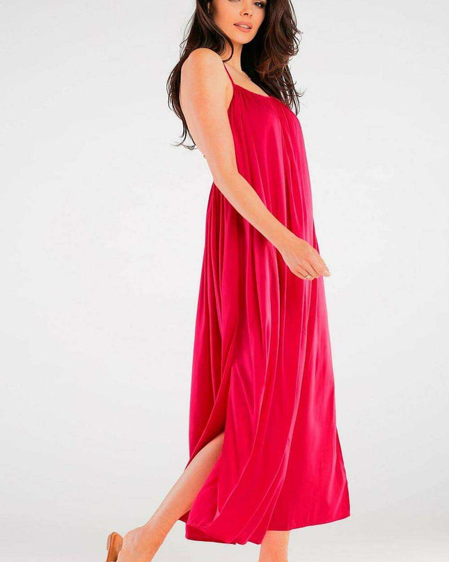 Effortlessly Chic Viscose Maxi Dress with Statement Ring Detail