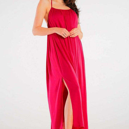 Effortlessly Chic Viscose Maxi Dress with Statement Ring Detail