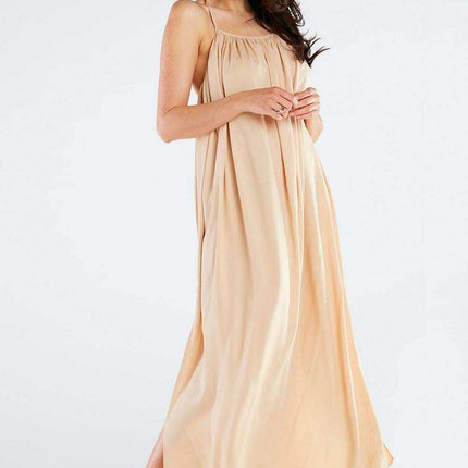 Effortlessly Chic Viscose Maxi Dress with Statement Ring Detail