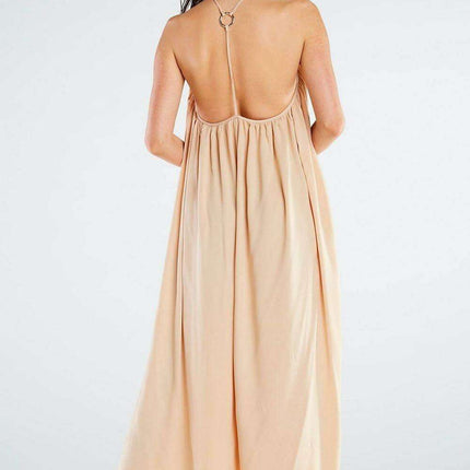 Effortlessly Chic Viscose Maxi Dress with Statement Ring Detail