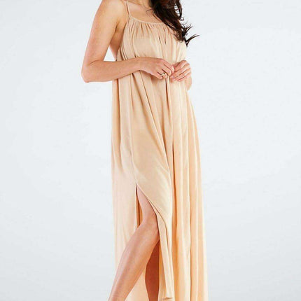 Effortlessly Chic Viscose Maxi Dress with Statement Ring Detail