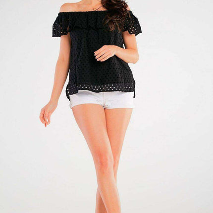 Elegant Spanish-Style Ruffle Cotton Top