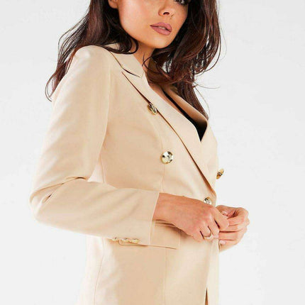 Chic Golden Button Double-Breasted Blazer