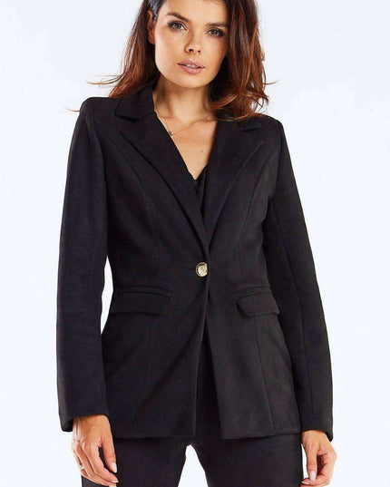 Golden Button Shawl Collar Suit Jacket for Women