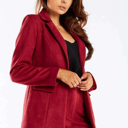 Golden Button Shawl Collar Suit Jacket for Women