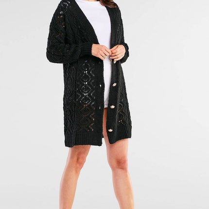 Awama Professional Cardigan with Pockets and Soft Knit Fabric