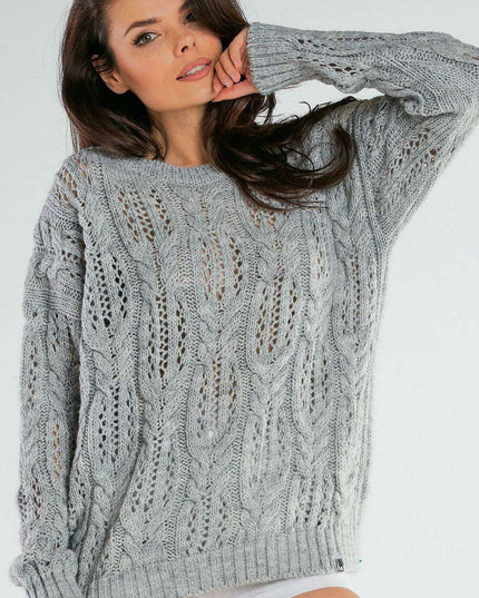 Elegant Openwork Boat Neck Sweater