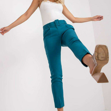 Elegant High Waisted Pants With Chic Belt And Pockets