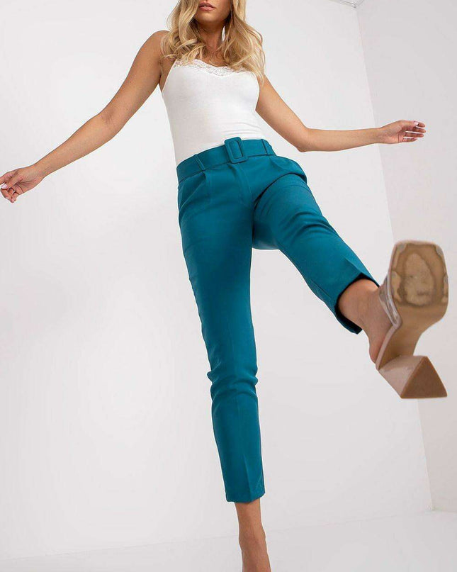 Elegant High Waisted Pants With Chic Belt And Pockets