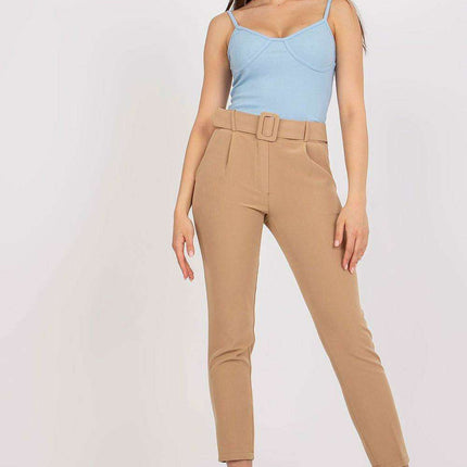 Elegant High Waisted Pants With Chic Belt And Pockets