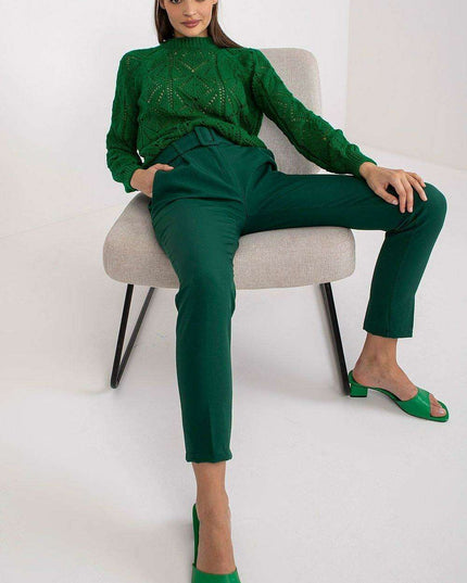 Elegant High Waisted Pants With Chic Belt And Pockets