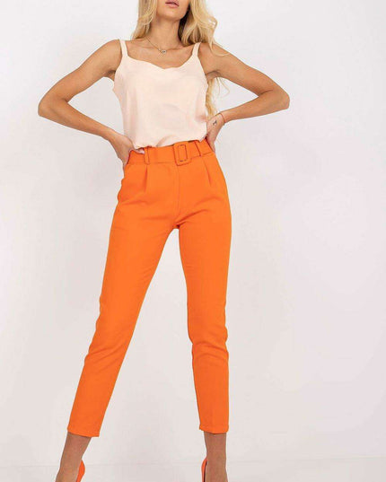 Elegant High Waisted Pants With Chic Belt And Pockets