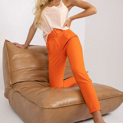 Elegant High Waisted Pants With Chic Belt And Pockets