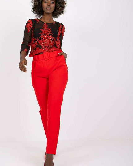 Elegant High Waisted Pants With Chic Belt And Pockets