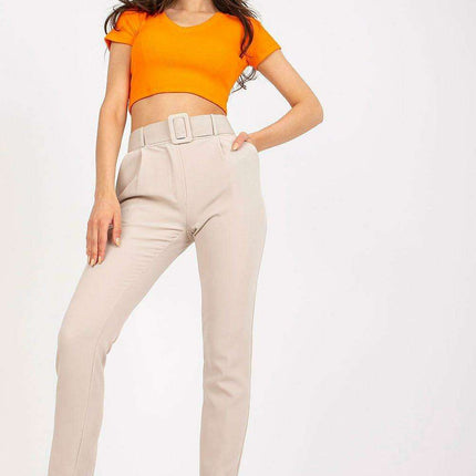 Elegant High Waisted Pants With Chic Belt And Pockets