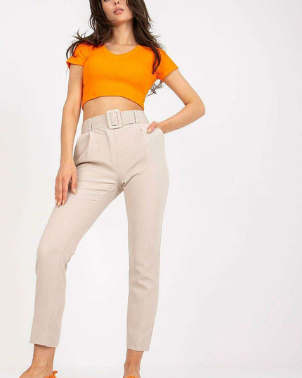 Elegant High Waisted Pants With Chic Belt And Pockets
