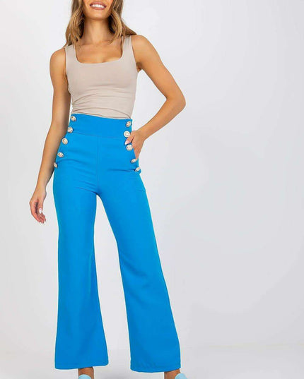 Elegant High Waisted Women's Trousers Decorative Buttons