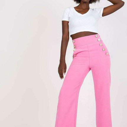 Elegant High Waisted Women's Trousers Decorative Buttons